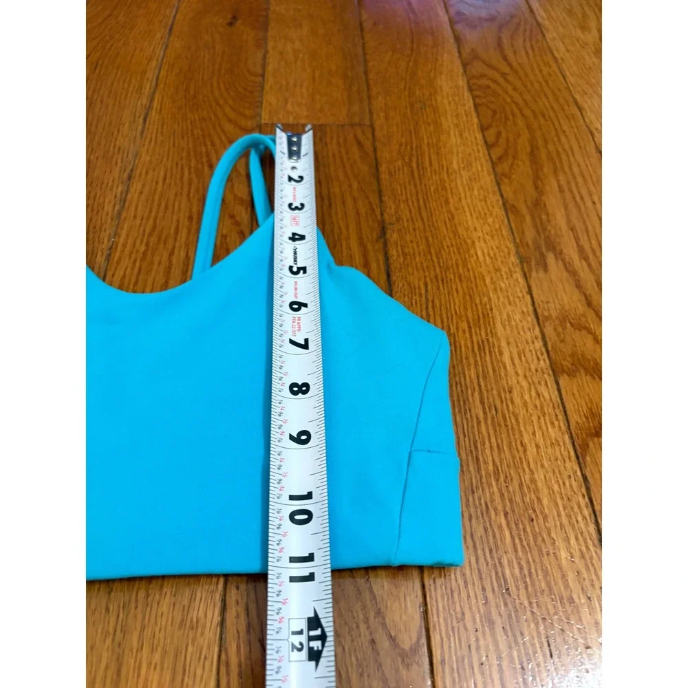 Athleta Girl Cyan Blue V-Neck Multi-Strap Racerback Sports Bra Size L 12